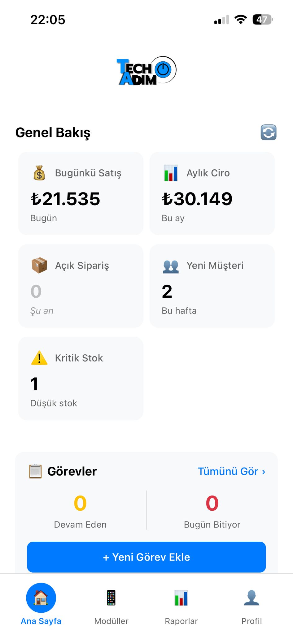 TechAdım ERP Mobil Uygulama - iOS ve Android